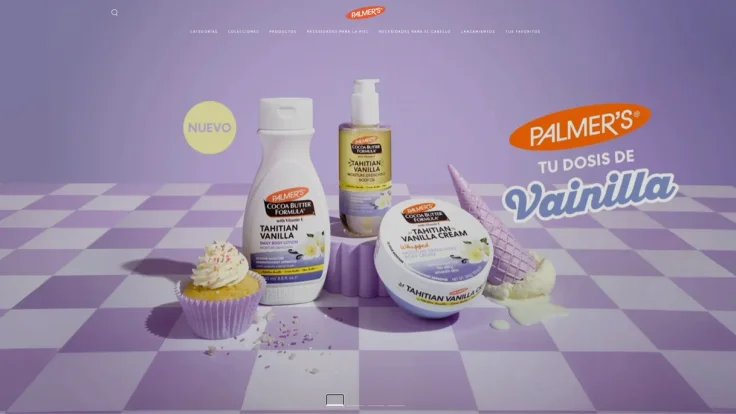 Inicio actual de Palmer’s México con banner de campaña y navegación